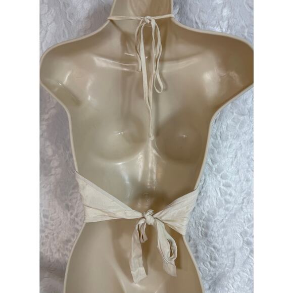 Anthropologie ASTR The Label Hazel Floral Embroidered Halter Crop Top Ivory S - Picture 4 of 7